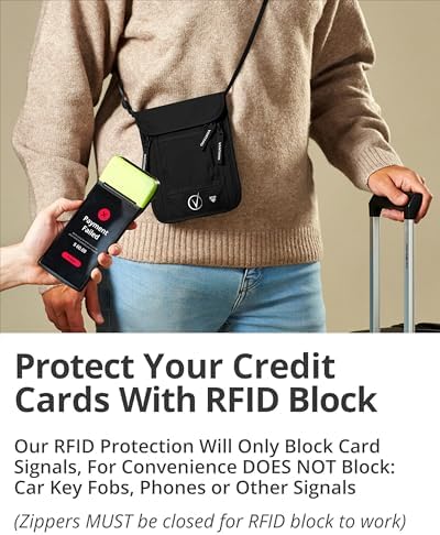 Vantamo Premium Neck Wallet for Traveling, RFID Protected Passport Bag Fits Documents, Cash and Phone, Lightweight & Consealed Travel Wallet and Document Holder for Men & Women with Adjustable Strap - Image 3