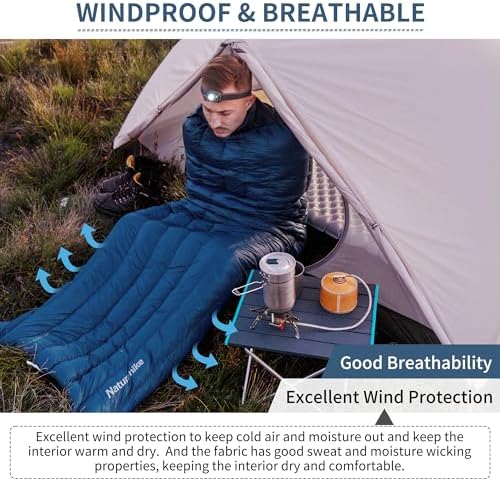 Naturehike Ultra Lightweight Envelope Sleeping Bag for Adults, 3-4 Seasons, Waterproof Sleeping Sack for Camping, Hiking, Mountaineering, Indoor, Backpacking, Outdoor, Duck Down - Image 6
