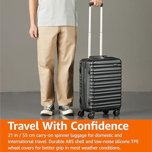 Amazon Basics Hardside Luggage Spinner - 55 cm Cabin Size, Standard, Black, Approved for Ryanair and Most Other Budget Airlines - Image 6