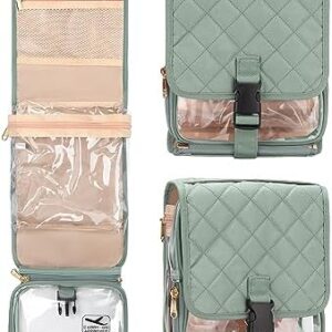 Relavel Travel Toiletry Bag for men women with Detachable TSA Approved Toiletry Bag, Compact Hanging toiletry bag with Small Carry On 3-1-1 Clear Waterproof Travel Bags for Toiletries, B-Green, A