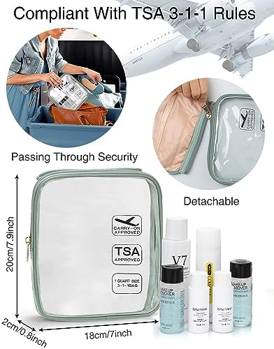 Relavel Travel Toiletry Bag for men women with Detachable TSA Approved Toiletry Bag, Compact Hanging toiletry bag with Small Carry On 3-1-1 Clear Waterproof Travel Bags for Toiletries, B-Green, A - Image 2
