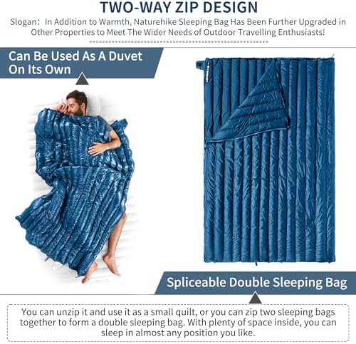 Naturehike Ultra Lightweight Envelope Sleeping Bag for Adults, 3-4 Seasons, Waterproof Sleeping Sack for Camping, Hiking, Mountaineering, Indoor, Backpacking, Outdoor, Duck Down - Image 7