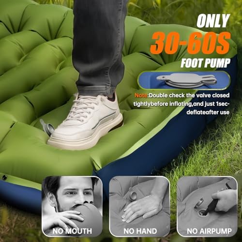 Yuzonc Camping Sleeping Pad, Ultralight Inflatable Camping Mat with Pillow Built-in Foot Pump Portable Inflatable Sleeping Pads Compact for Outdoor Camping, Backpacking, Hiking, Tents - Image 4