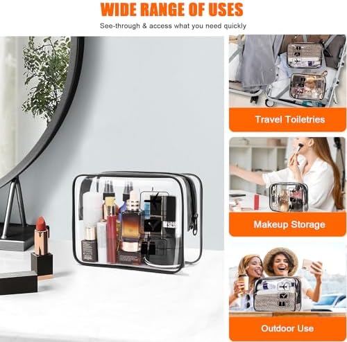 Clear Travel Toiletries Bag, 2 Pcs TSA Approved Toiletry Bag with Zippers Travel Accessories Portable PVC Waterproof Travel Wash Bags Cosmetic Makeup Bags for Family, Women and Men - Image 5