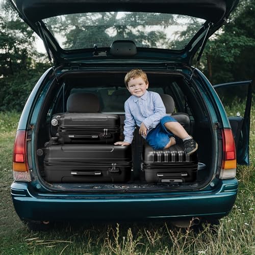 Karlhome Set of 3 Suitcase Set, Luggage Sets with 4 Rolling Spinner Wheels Combination Lock, Lightweight Hardside Carry On or Check in Trolley Travel Case, Black ABS Hard Shell - Image 8
