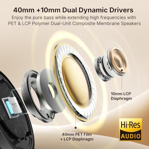 EarFun Tune Pro Active Noise Canceling Headphones, Over Ear Wireless Bluetooth Headphones with 5 Mics, 120H Playtime, Bluetooth 5.4, Hi-Res Audio, Multipoint Connection, Custom EQ, Comfortable Fit - Image 3