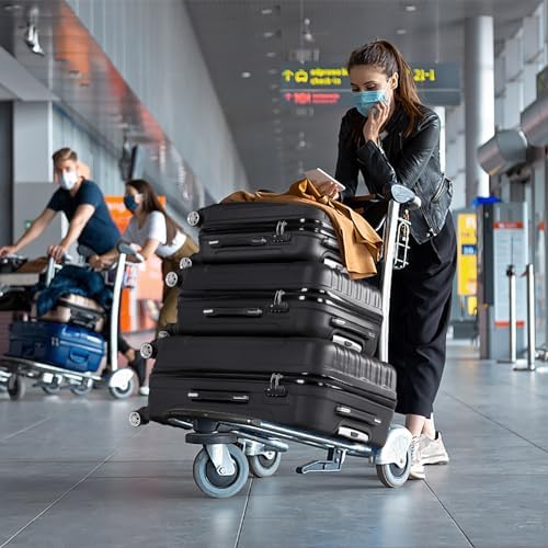 Karlhome Set of 3 Suitcase Set, Luggage Sets with 4 Rolling Spinner Wheels Combination Lock, Lightweight Hardside Carry On or Check in Trolley Travel Case, Black ABS Hard Shell - Image 5