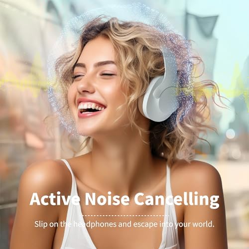 Active Noise Cancelling Headphones with Microphone - 100H Playtime, Wireless Headphones Bluetooth with Deep Bass, Foldable Comfort Over Ear Headphone Wireless for Travel, Work, Commute, Brown - Image 2