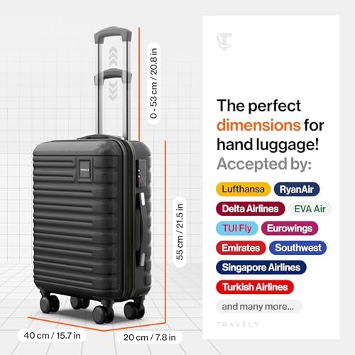 Travely Polycarbonate Cabin Suitcase 55x40x20cm - 20 Inch Suitable for Ryanair - 36L Including TSA Lock - Carry on - 10kg Suitcase, Cabin case, Hardshell - Image 3
