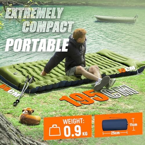 Yuzonc Camping Sleeping Pad, Ultralight Inflatable Camping Mat with Pillow Built-in Foot Pump Portable Inflatable Sleeping Pads Compact for Outdoor Camping, Backpacking, Hiking, Tents - Image 3
