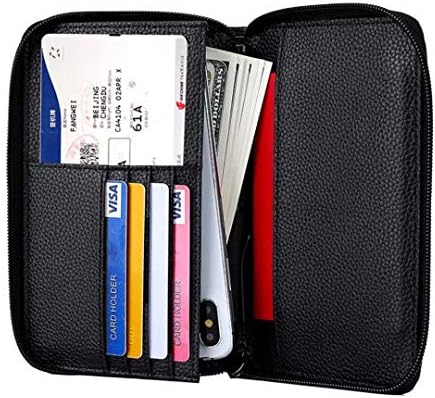 QAZSE Genuine Leather Travel Passport Wallet RFID Blocking Zip-Around Passport Holder, Black, Rfid Wallet - Image 6