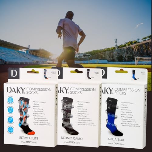 DAKY Compression Socks for Men Women - Athletic, Hiking, Walking, Running, Sports - Travel, Flight, Pregnancy Socks - 3 Pack - Image 2