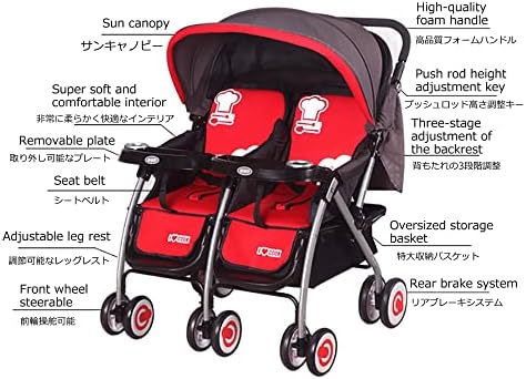 Double Stroller, baby stroller, foldable stroller, summer double stroller, Lightweight Travel Stroller, side by side double stroller, Compact Fold with Tray, Recline, Storage, stroller for 2 kids - Image 7