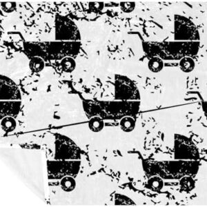 VAPOKF Grunge Black Stroller Soft Cozy Throw Blanket for Adult and Kids, Lightweight Microfiber Fleece Blanket for Couch Bed Sofa Travel, 59"x79"