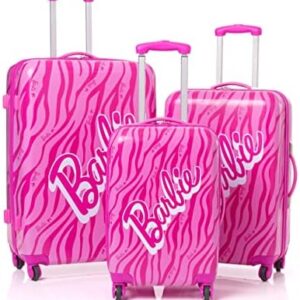 Barbie Suitcase for All Ages | Pink Small, Medium Or Large Options Luggage Bag with Extendable Handle | Doll Logo Hard Cover Carry On Trolley Cabin Case | Fun Travel Accessory Gift for Kids & Adults