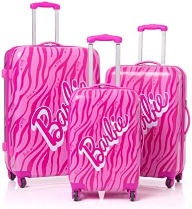 Barbie Suitcase for All Ages | Pink Small, Medium Or Large Options Luggage Bag with Extendable Handle | Doll Logo Hard Cover Carry On Trolley Cabin Case | Fun Travel Accessory Gift for Kids & Adults