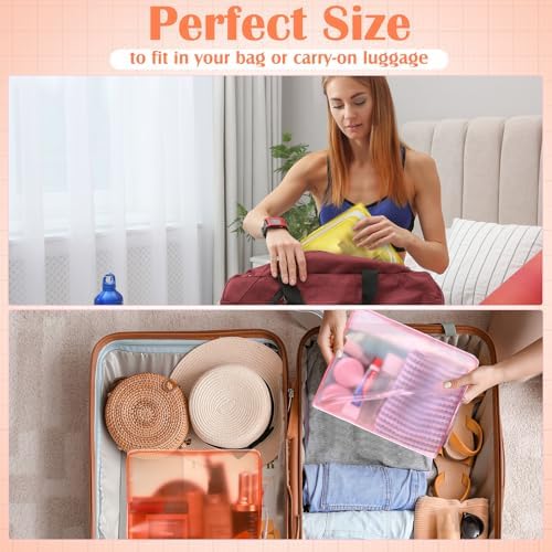 Locmeo 8 Pack Clear Leak-proof Travel Toiletry Bags TSA Approved Frosted Cosmetic Makeup Bags with Zipper for Women Men Travel Organizer Airport Security - Image 6