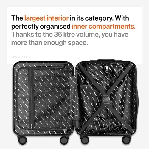 Travely Polycarbonate Cabin Suitcase 55x40x20cm - 20 Inch Suitable for Ryanair - 36L Including TSA Lock - Carry on - 10kg Suitcase, Cabin case, Hardshell - Image 4