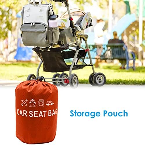 Fowybe Orange Stroller Travel Bag for Air Travel, Extra Large and Durable Cover with Padded Adjustable Backpack Shoulder Straps, Universal Fit, Waterproof and Lightweight, Easy Storage - Image 2