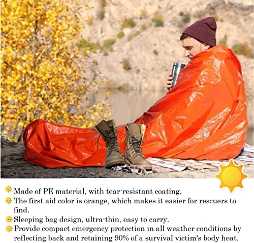 Emergency Sleeping Bag Survival Sleeping Bag Emergency Tent Hiking Bivvy Bag with Survival Whistle Lightweight Waterproof Thermal Emergency Shelter PE tear resistant material Outdoor Camping Hiking - Image 3