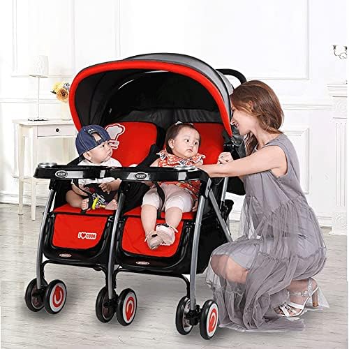 Double Stroller, baby stroller, foldable stroller, summer double stroller, Lightweight Travel Stroller, side by side double stroller, Compact Fold with Tray, Recline, Storage, stroller for 2 kids - Image 2