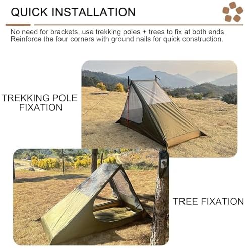 1 Person Tent, Portable Lightweight Tent, Camping Shelter Breathable Sleeping Bag, Outdoor Travel, Camp Bedding for Hiking, Road Trips, Adventures, 82.68x35.43x47.24 Inches - Image 3