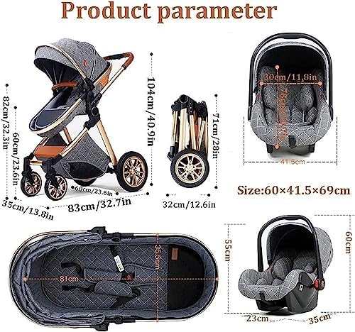 WATSKY 3 in 1 Baby Stroller Travel System Bassinet Stroller with Easy Fold, Footmuff Blanket, Cooling Pad, Rain Cover, Backpack, B - Image 5