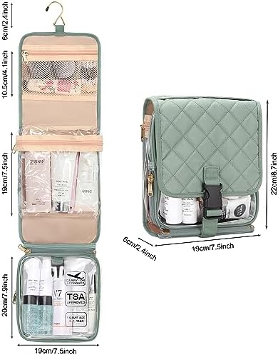 Relavel Travel Toiletry Bag for men women with Detachable TSA Approved Toiletry Bag, Compact Hanging toiletry bag with Small Carry On 3-1-1 Clear Waterproof Travel Bags for Toiletries, B-Green, A - Image 4