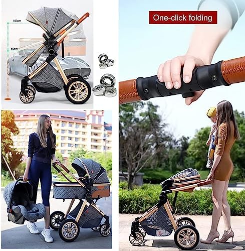 WATSKY 3 in 1 Baby Stroller Travel System Bassinet Stroller with Easy Fold, Footmuff Blanket, Cooling Pad, Rain Cover, Backpack, B - Image 2