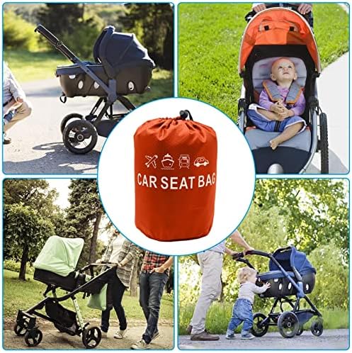 Fowybe Orange Stroller Travel Bag for Air Travel, Extra Large and Durable Cover with Padded Adjustable Backpack Shoulder Straps, Universal Fit, Waterproof and Lightweight, Easy Storage - Image 3