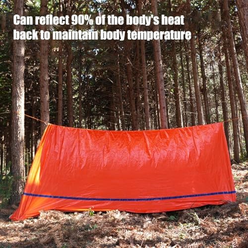 Uhngw Tube Tent Survival Shelter - 2-Person Outdoor Camping Tent | Lightweight Windproof Waterproof Lifesaving Gear, Tarp Sleeping Bag Thermal Sack Blanket for Hiking - Image 3