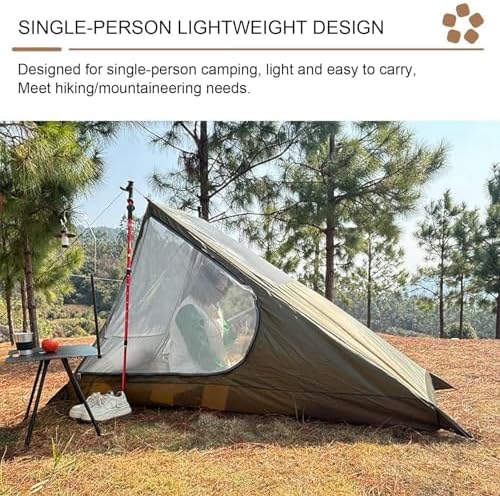 1 Person Tent, Portable Lightweight Tent, Camping Shelter Breathable Sleeping Bag, Outdoor Travel, Camp Bedding for Hiking, Road Trips, Adventures, 82.68x35.43x47.24 Inches - Image 5