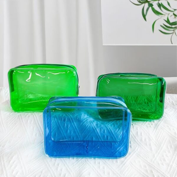 Neon Clear Pouch Small, Clear Makeup Bag, 7"x2.3"x4.7" Size TSA Approved Toiletry Bag, Clear Travel Bags for Toiletries, Clear Cosmetic Bag for Women and Men Small, green, Solid Color and Neon Color - Image 4