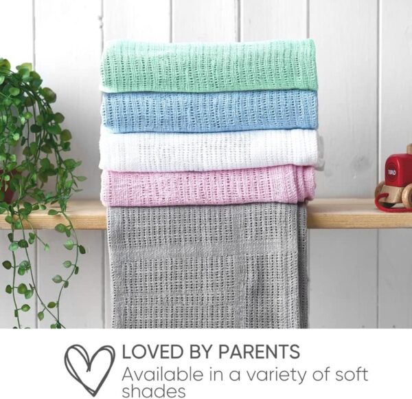 Bloomsbury Mill - Cellular Blankets Baby - Soft 100% Organic Cotton Baby Blanket - Pack of 2 - Essentials For Newborn - Ideal for Cot Bed, Travel, Car Seat, Pram, Moses Basket - White 75x95cm - Image 4